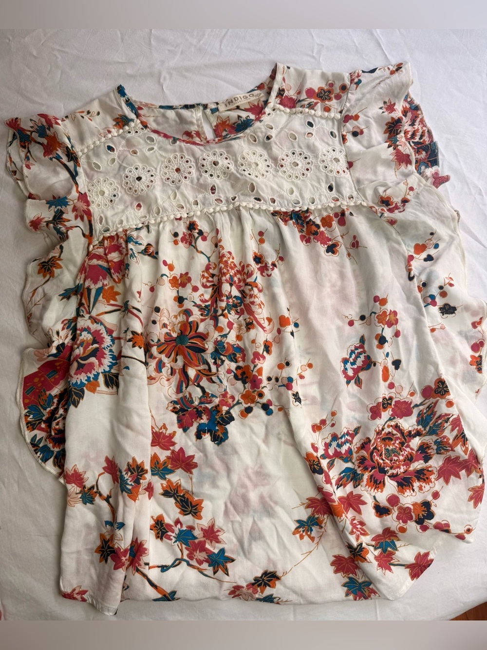 M&S Indigo Collection Floral Embroidered Boho Blouse – Size S